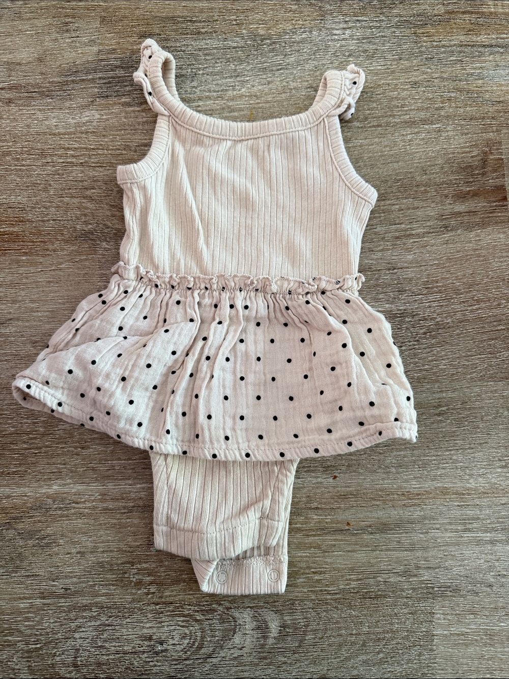 GAP Cream Ribbed Polka Dot Skirted Onesie
